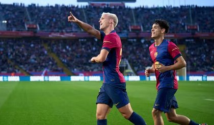 Dani Olmo marca duas vezes em Barcelona 3 x 1 Espanyol, na 12ª rodada da LaLiga (Foto: Manuel Queimadelos/Quality Sport Images/Getty Images)) Dani Olmo marca duas vezes em Barcelona 3 x 1 Espanyol, na 12ª rodada da LaLiga (Foto: Manuel Queimadelos/Quality Sport Images/Getty Images))