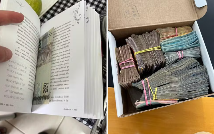 Dinheiro estava escondido dentro de livro e caixas de sapato.