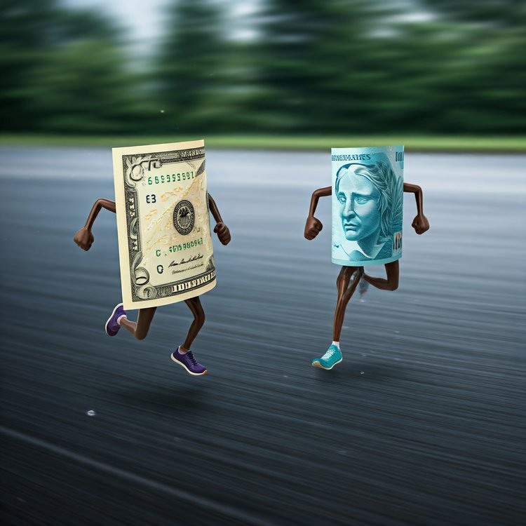Dólar e Real em uma maratona