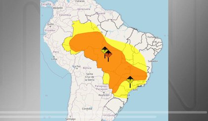Inmet alerta para chuvas perigosas em boa parte do país (Foto: Reprodução / Inmet) Inmet alerta para chuvas perigosas em boa parte do país (Foto: Reprodução / Inmet)