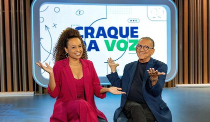 Karine Alves e Galvão Bueno (Foto: Globo / Manoella Mello) Karine Alves e Galvão Bueno (Foto: Globo / Manoella Mello)