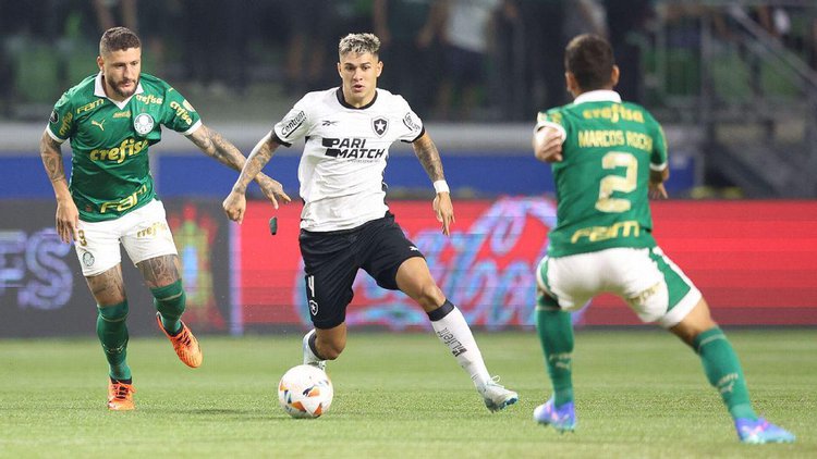 Lance de jogo entre Palmeiras e Botafogo, pela CONMEBOL Libertadores