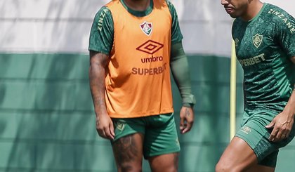 Marcelo ao lado de David Terans em treino (Foto: Lucas Mercon / Fluminense) Marcelo ao lado de David Terans em treino (Foto: Lucas Mercon / Fluminense)