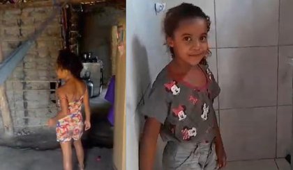 Menina de 7 anos ganha casa após vídeo pedindo 'mistura' comover internautas no Piauí. (Foto: Arquivo pessoal)