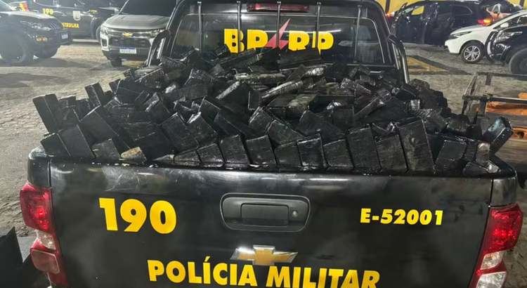 PM apreendeu quase 600 kg de maconha.