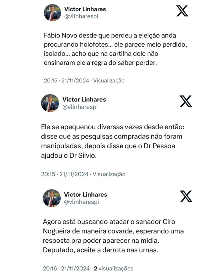 Procurando holofotes”, Victor Linhares responde Fábio Novo