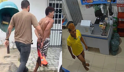 Suspeito de furtar mercantil vestindo apenas camiseta e cueca é preso no Piauí (Foto: Reprodução)