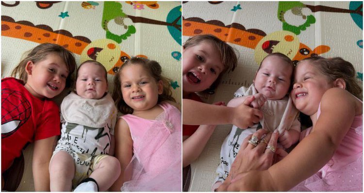 Virginia mostra filhos brincando juntos