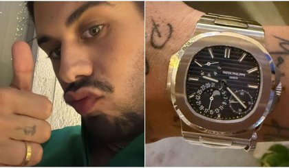Zé Felipe mostra relógio luxuoso que ganhou de Zé Felipe (Foto: Instagram / Zé Felipe) Zé Felipe mostra relógio luxuoso que ganhou de Zé Felipe (Foto: Instagram / Zé Felipe)