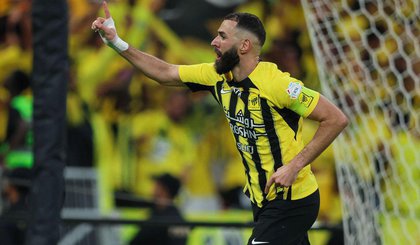 Benzema comemora gol no Campeonato Saudita. (Foto: Divulgação/ @SPL) Benzema comemora gol no Campeonato Saudita. (Foto: Divulgação/ @SPL)