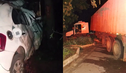 Colisão entre carro e carreta deixa três mortos e um ferido na BR-135, em Corrente (Foto: Reprodução) Colisão entre carro e carreta deixa três mortos e um ferido na BR-135, em Corrente (Foto: Reprodução)