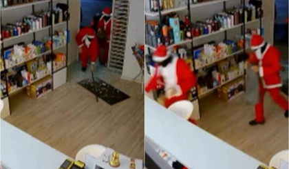Criminosos fantasiados de Papai Noel invadem e furtam loja de eletrônicos em MG (Foto: Reprodução) Criminosos fantasiados de Papai Noel invadem e furtam loja de eletrônicos em MG (Foto: Reprodução)