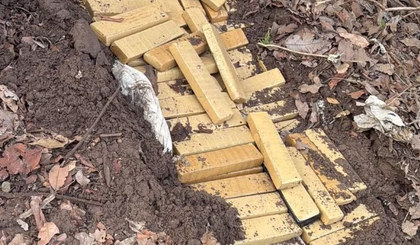Droga estava enterrada em uma trilha, que era acessada através da casa dos suspeitos. (Foto: Divulgação/Polícia Civil)