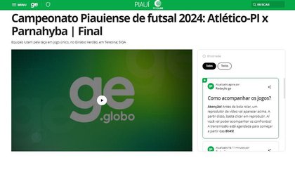 Final do Campeonato Piauiense de futsal 2024 (Foto: ge) Final do Campeonato Piauiense de futsal 2024 (Foto: ge)