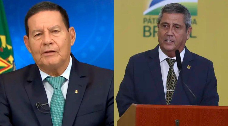 Hamilton Mourão (à esq.) e general Braga Netto (à dir.).