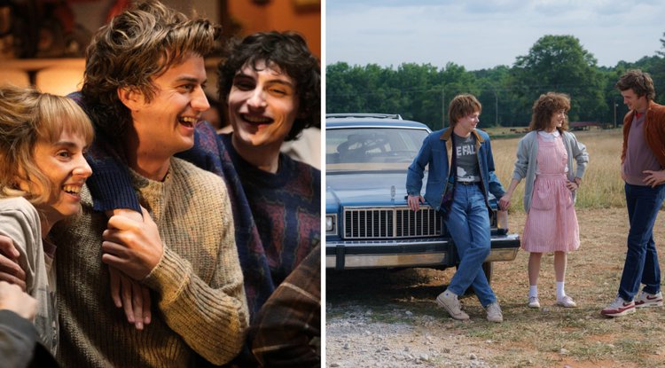Integrantes de "Stranger Things" durante gravações da 5a temporada da série.