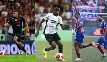 Atletas que fazem parte dos investimentos de clubes do futebol brasileiro para a temporada (Foto: Marcelo Cortes/CRF/Vitor Silva/Botafogo/Tiago Caldas/EC Bahia)