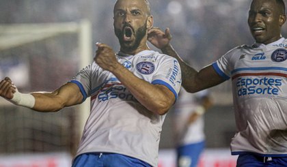 Pela Copa Betano do Brasil, Thaciano marcou o gol de número 10.000 do Bahia contra o Caxias (Foto: Tiago Caldas/EC Bahia)