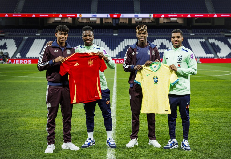 Vinicius Jr., Rodrygo, Lamine e Nico no Estádio Santiago Bernabéu