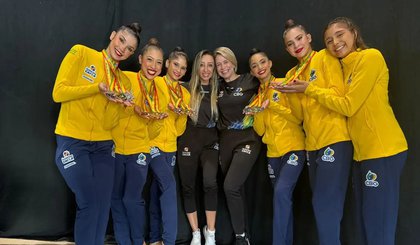 Ginástica Rítmica fatura 1º ouro de 2024 em etapa da Copa do Mundo (Foto: Divulgação/Confederação Brasileira de Ginástica)