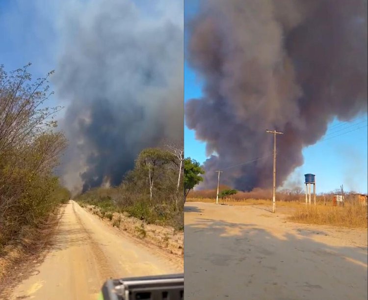 À esquerda, incêndio registrado em Uruçuí no dia 13 de setembro; à direita, incêndio registrado em Pedro Laurentino no dia 17 de setembro