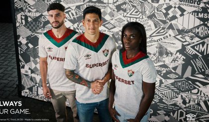 Nova terceira camisa do Fluminense para a temporada de 2024 (Foto: Divulgação / Umbro) Nova terceira camisa do Fluminense para a temporada de 2024 (Foto: Divulgação / Umbro)