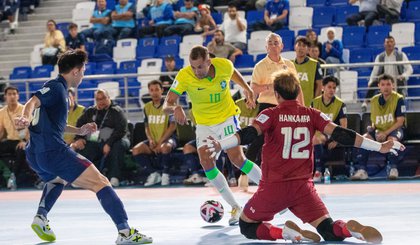 Seleção Brasileira de Futsal terminou a primeira fase em primeiro do grupo B (Foto: Leto Ribas/CBF)