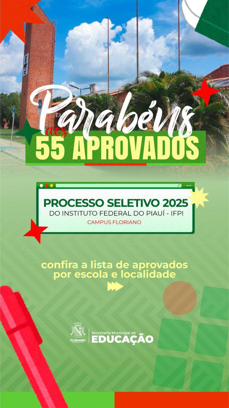 Educação: 55 alunos da Rede Municipal de Floriano são aprovados no processo seletivo do IFPI