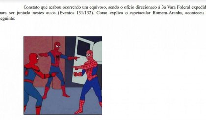 Juíza federal utiliza meme do Homem-Aranha em decisão (Foto: Reprodução) Juíza federal utiliza meme do Homem-Aranha em decisão (Foto: Reprodução)