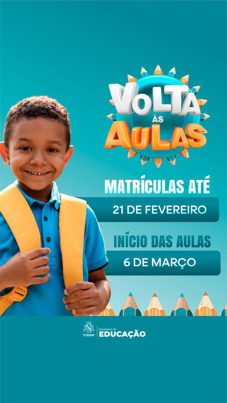 SEMED de Floriano divulga data de início do ano letivo e prazo final para realização de matrículas