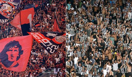 Torcidas de Flamengo e Botafogo (Foto: Fotos de Marcelo Cortes e Vitor Silva) Torcidas de Flamengo e Botafogo (Foto: Fotos de Marcelo Cortes e Vitor Silva)