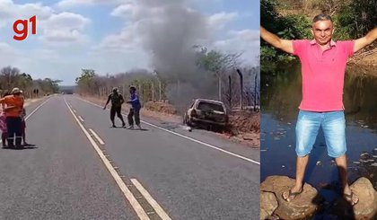 Homem morre carbonizado em acidente no Piauí. (Foto: Montagem g1)