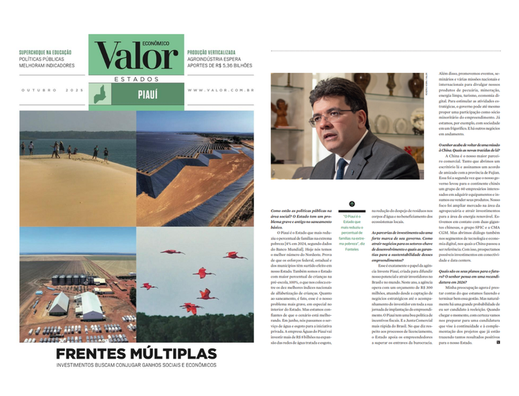 Piauí ganha edição exclusiva da revista Valor Econômico com destaque para desenvolvimento sustentável do estado.