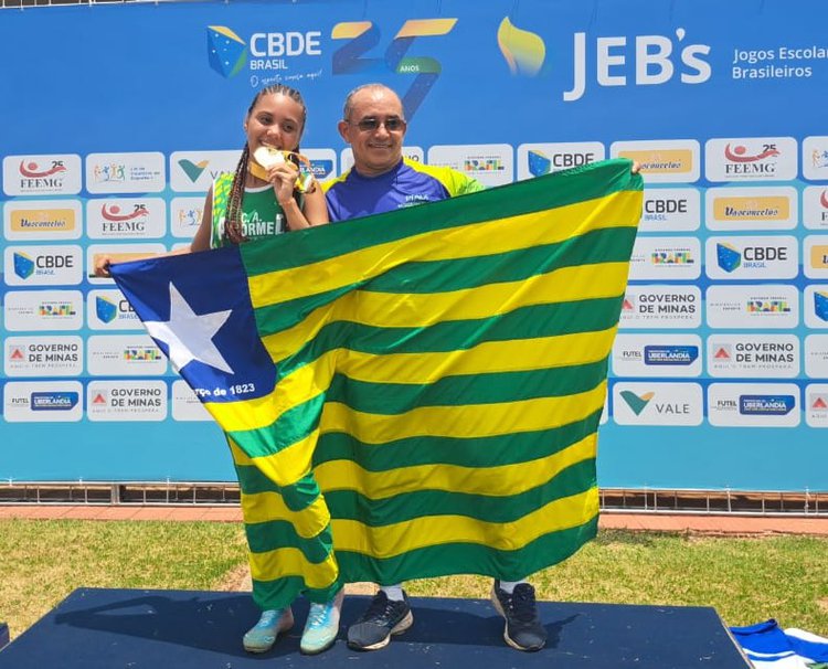 Piauiense Yasmin Cruz conquista ouro na prova dos 80 metros e se torna a melhor do Brasil nos Jogos Escolares.