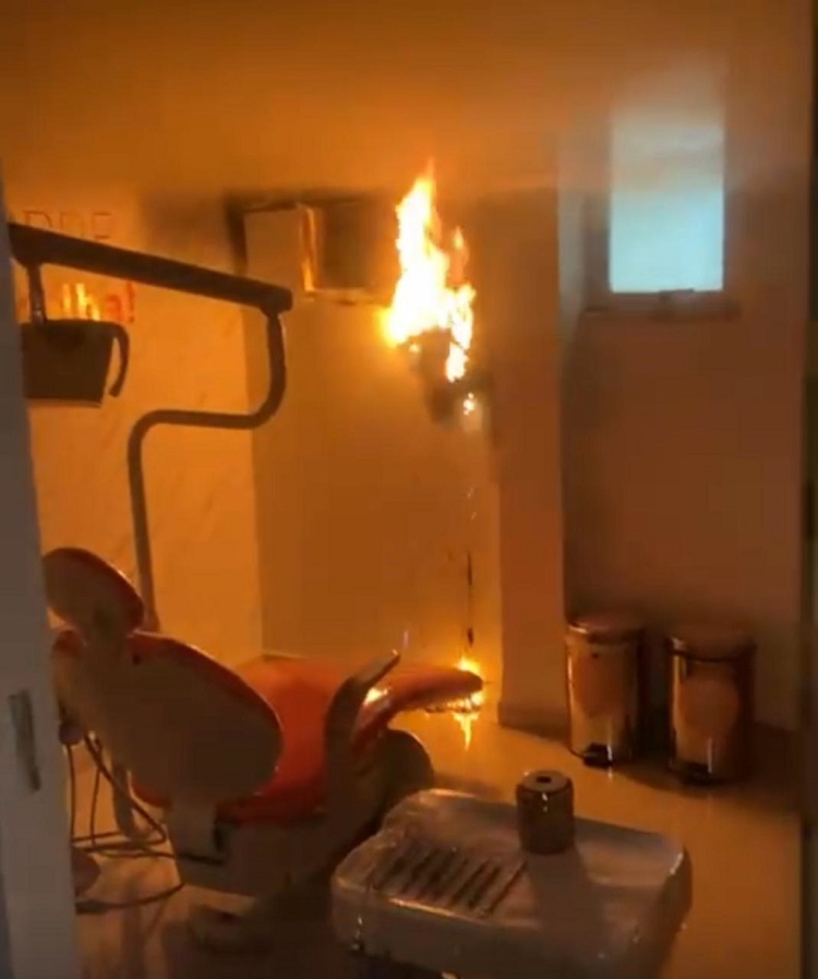 Bombeiros controlam foco em sala odontológica após falha no sistema de energia solar