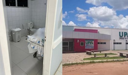 Corpo de paciente é mantido em banheiro de UPA no Piauí. (Foto: Reprodução)