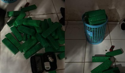 Maconha é encontrada dentro de máquina de lavar durante operação policial. (Foto: Divulgação/SSP-PI)