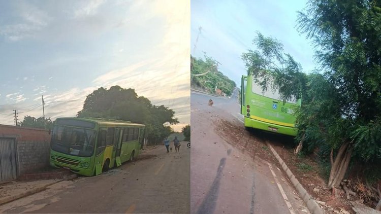 Ônibus colide com muro após falha mecânica no Piauí.