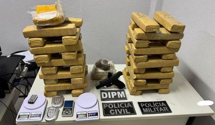 Polícia apreende 45 kg de drogas e arma em Parnaíba durante operação. (Foto: Reprodução)
