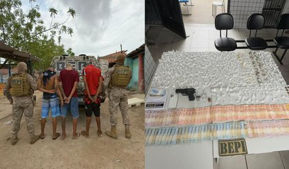 Suspeitos são presos com 344 porções de drogas em operação policial. (Foto: Divulgação/Polícia Militar) Suspeitos são presos com 344 porções de drogas em operação policial. (Foto: Divulgação/Polícia Militar)