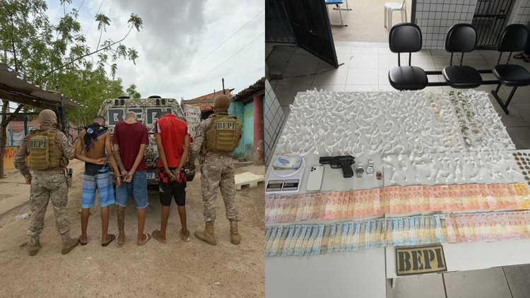 Suspeitos são presos com 344 porções de drogas em operação policial.