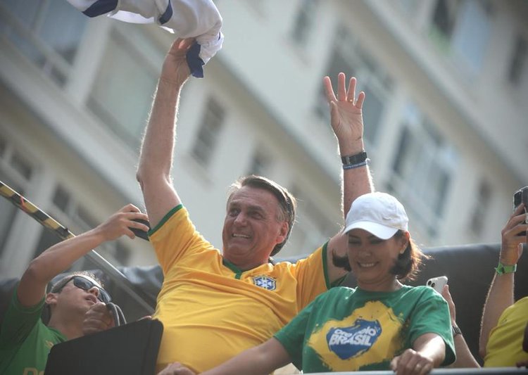 O ex-presidente Jair Bolsonaro (PL) durante ato na Avenida Paulista