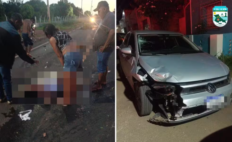 Pai morre e filhos ficam feridos após colisão entre carro e moto na BR-020.