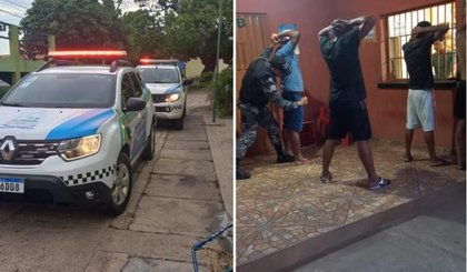 Policiais militares durante abordagem ao suspeito (Foto: Instagram)