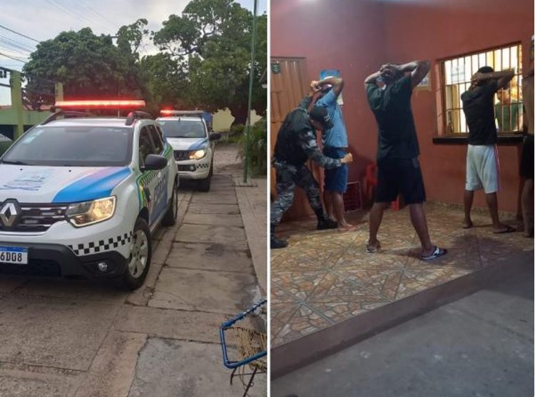 Policiais militares durante abordagem ao suspeito
