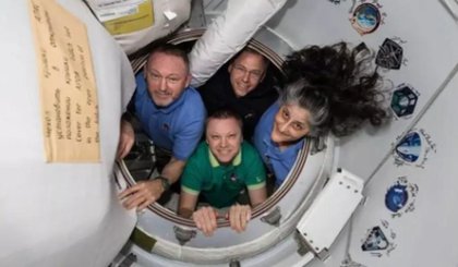 Crew-9 deve retornar à Terra em 16 de março com Butch Wilmore, Nick Hague, Suni Williams e Aleksandr Gorbunov (Foto: NASA/AFP) Crew-9 deve retornar à Terra em 16 de março com Butch Wilmore, Nick Hague, Suni Williams e Aleksandr Gorbunov (Foto: NASA/AFP)