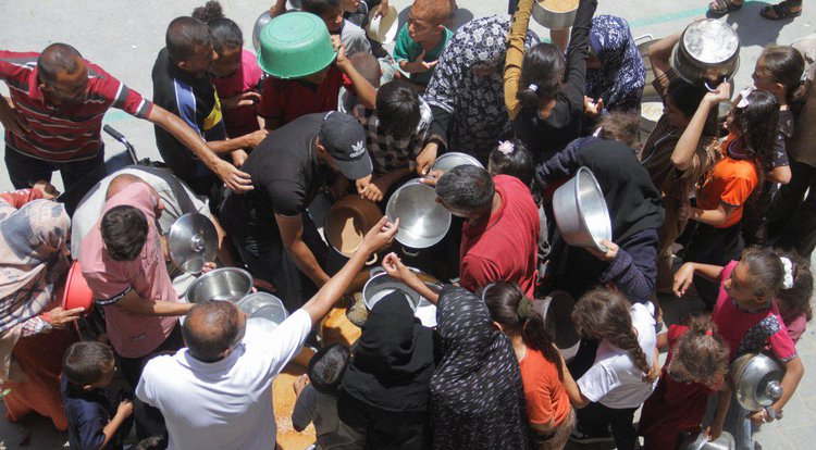 Palestinos em busca de comida no norte de Gaza• 19/6/2024 REUTERS/Mahmoud Issa
