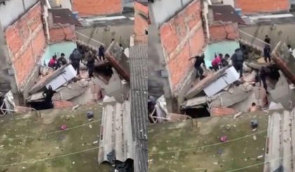 Casa desaba na Brasilândia, na Zona Norte de SP; causas no acidente ainda estão sendo investigadas• Reprodução (Foto: Reprodução) Casa desaba na Brasilândia, na Zona Norte de SP; causas no acidente ainda estão sendo investigadas• Reprodução (Foto: Reprodução)