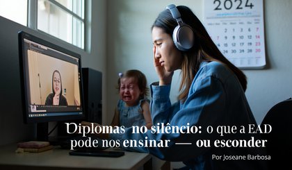 “Diplomas no silêncio: o que a EAD pode nos ensinar — ou esconder” (Foto: Imagem gerada por IA) “Diplomas no silêncio: o que a EAD pode nos ensinar — ou esconder” (Foto: Imagem gerada por IA)