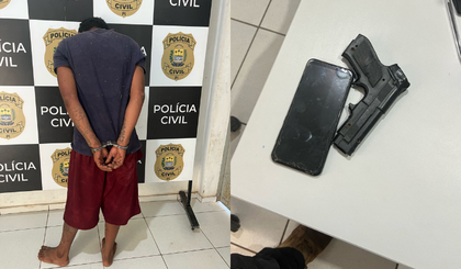 Homem é preso após assaltar farmácia com arma falsa em Luzilândia (Foto: Reprodução / Polícia Civil) Homem é preso após assaltar farmácia com arma falsa em Luzilândia (Foto: Reprodução / Polícia Civil)